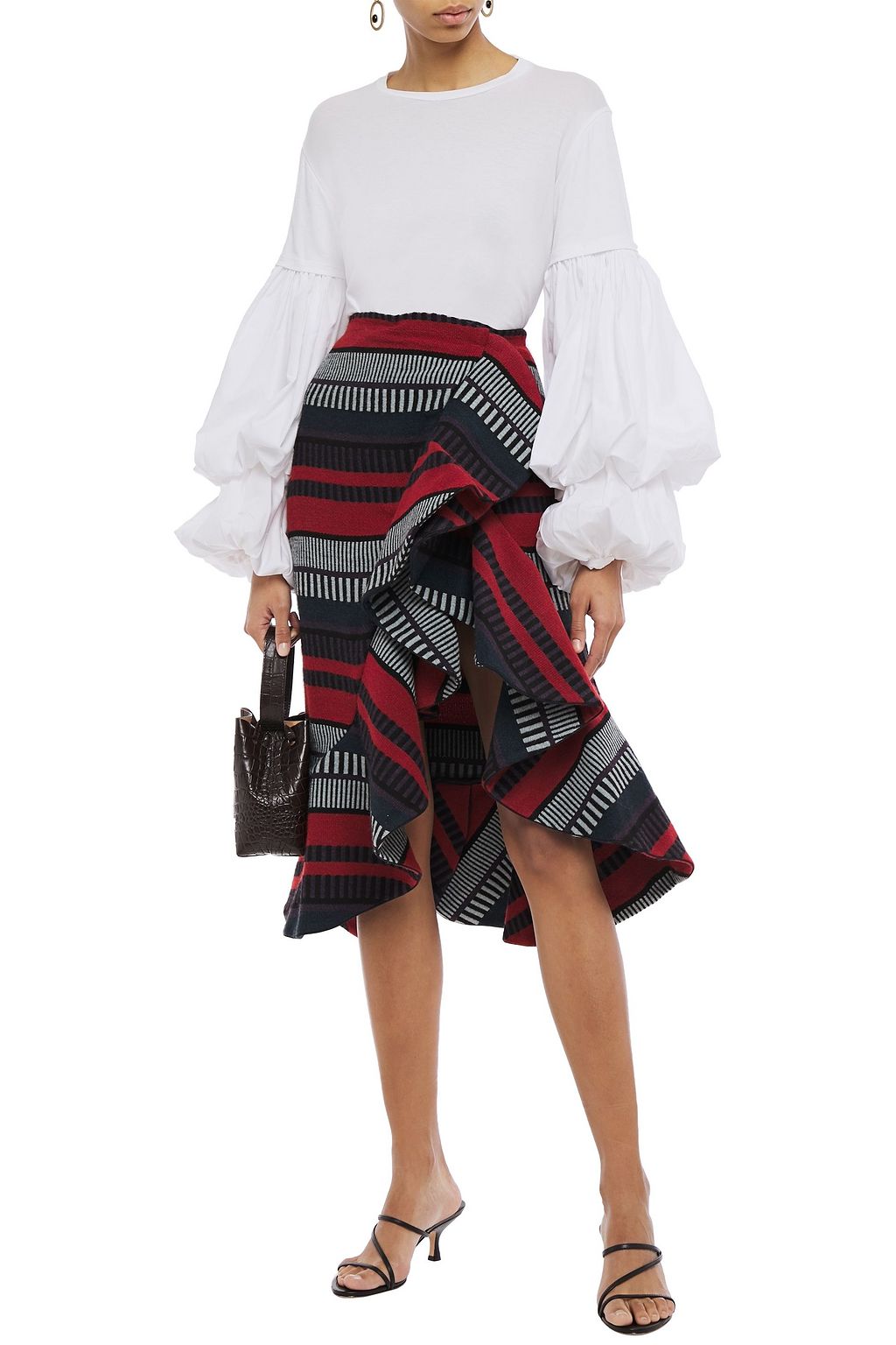 JOHANNA ORTIZ Alexia ruffled jacquard-knit wrap skirt