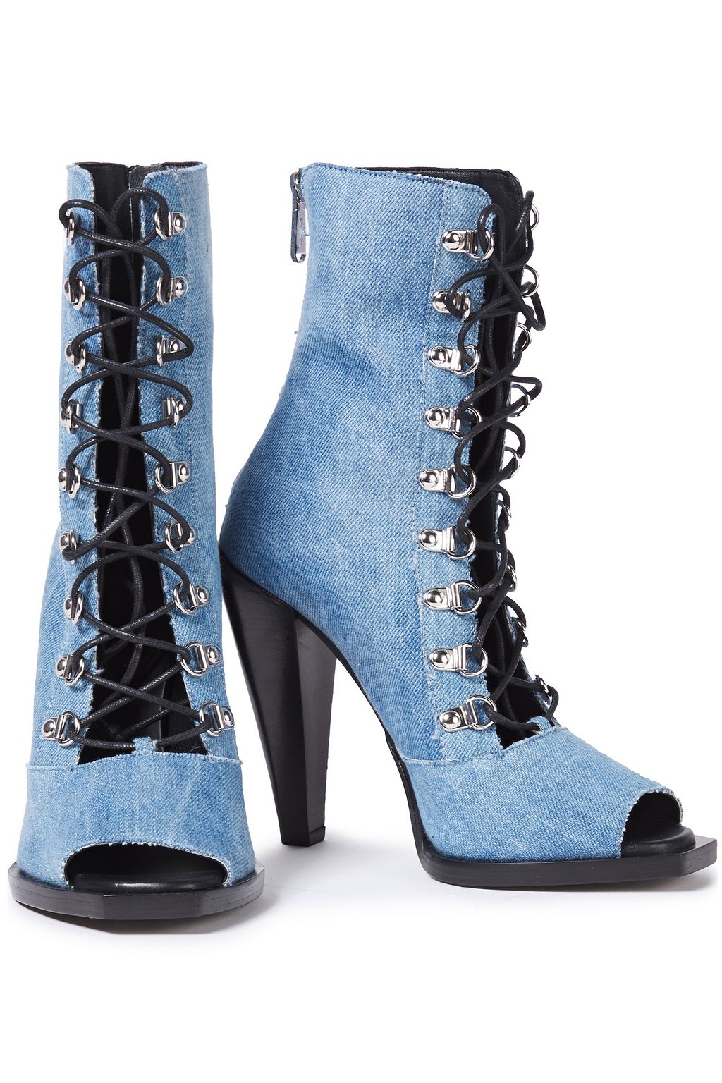 BALMAIN レースアップ デニム アンクルブーツ