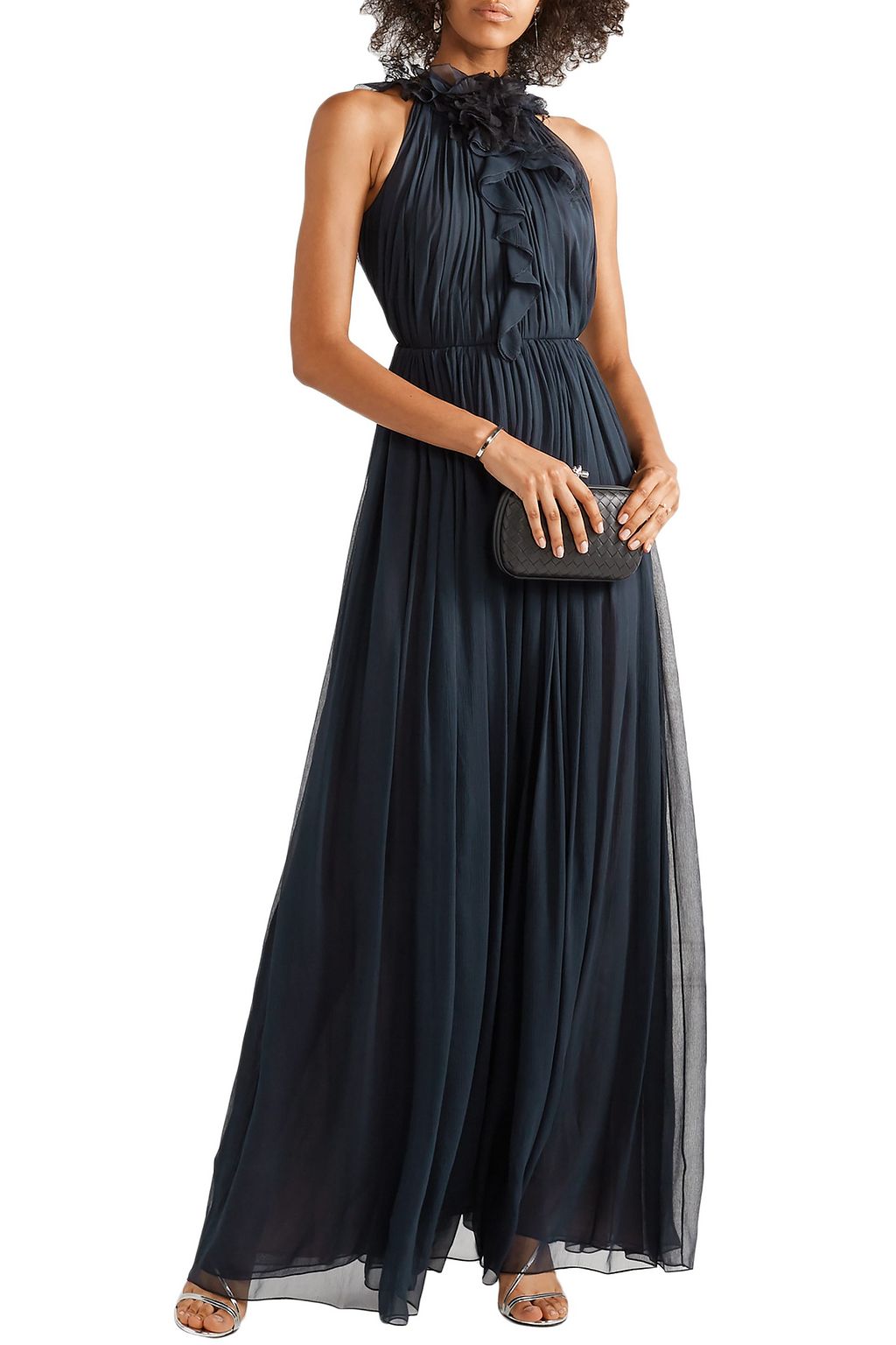 JASON WU COLLECTION Open-back ruffle-trimmed tulle and silk-chiffon gown