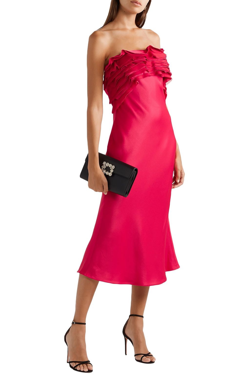 JASON WU COLLECTION Strapless ruffled satin midi dress