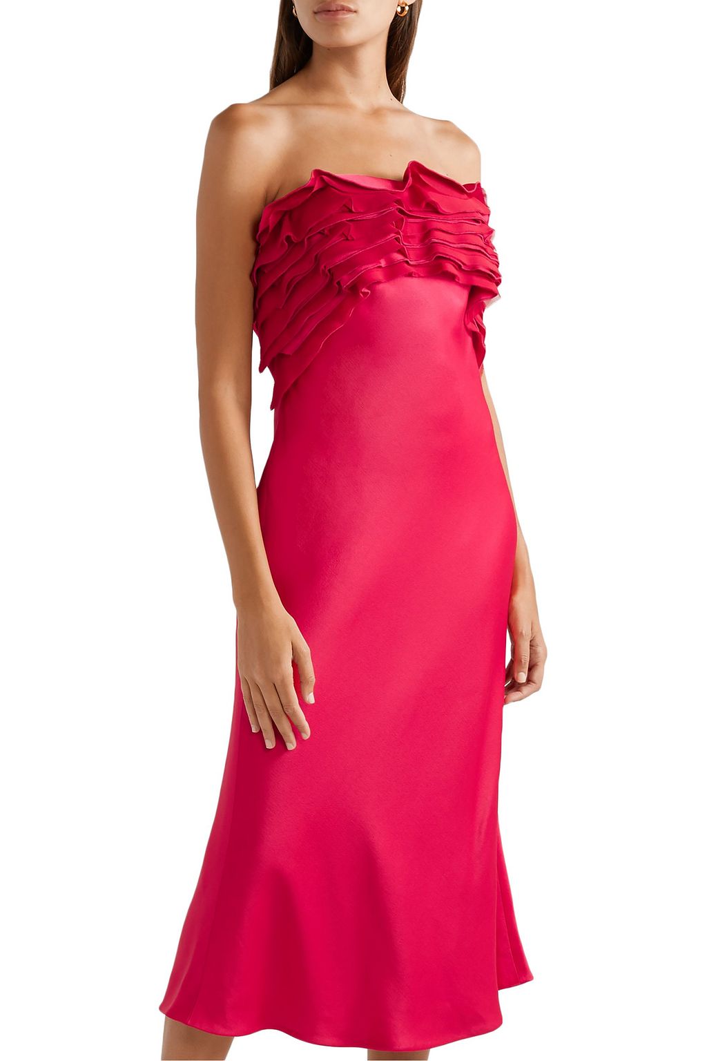 JASON WU COLLECTION Strapless ruffled satin midi dress
