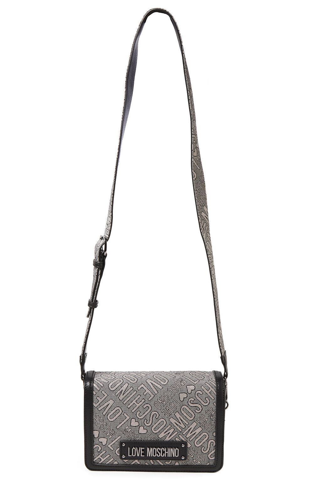 LOVE MOSCHINO Jacquard and faux textured-leather shoulder bag