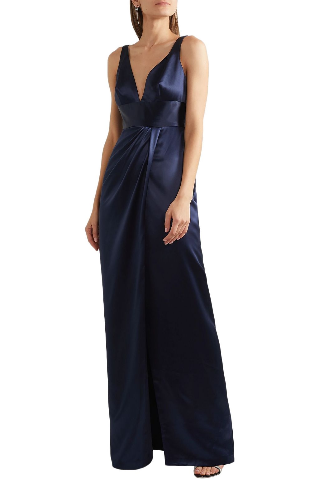 NAEEM KHAN Draped silk-satin gown