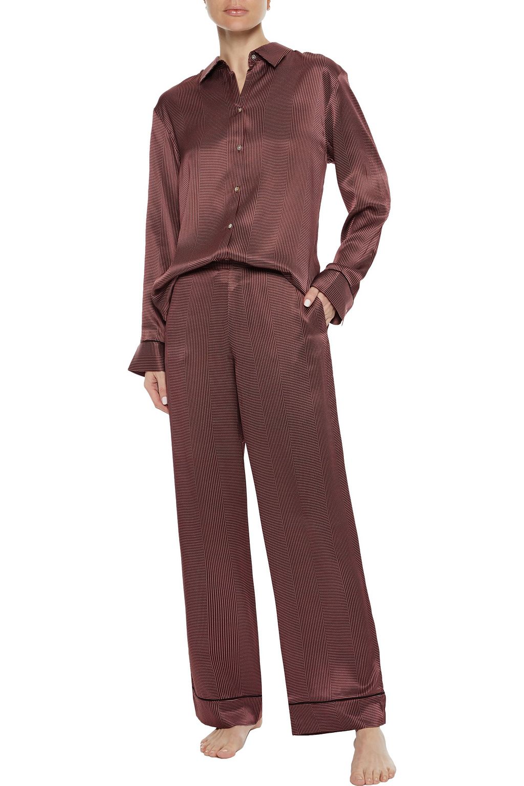 ASCENO London polka-dot washed-silk pajama shirt