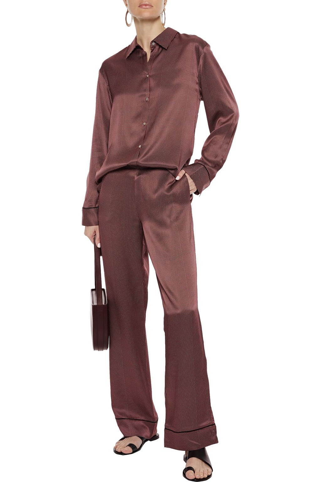 ASCENO London polka-dot washed-silk pajama shirt