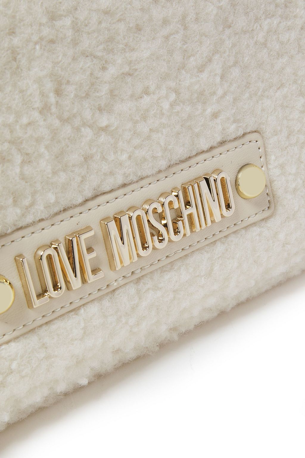 LOVE MOSCHINO Logo-embellished faux shearling shoulder bag