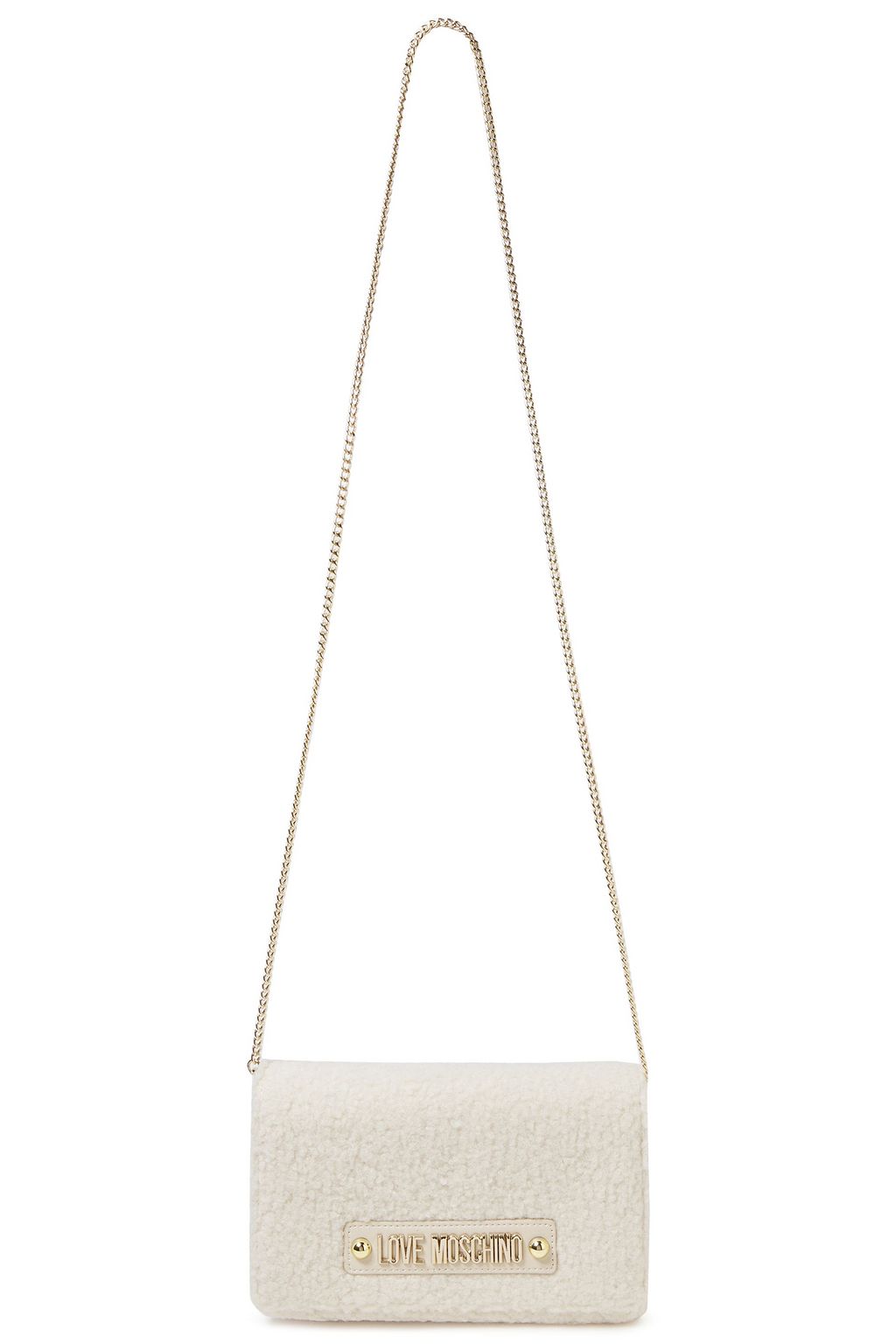 LOVE MOSCHINO Logo-embellished faux shearling shoulder bag