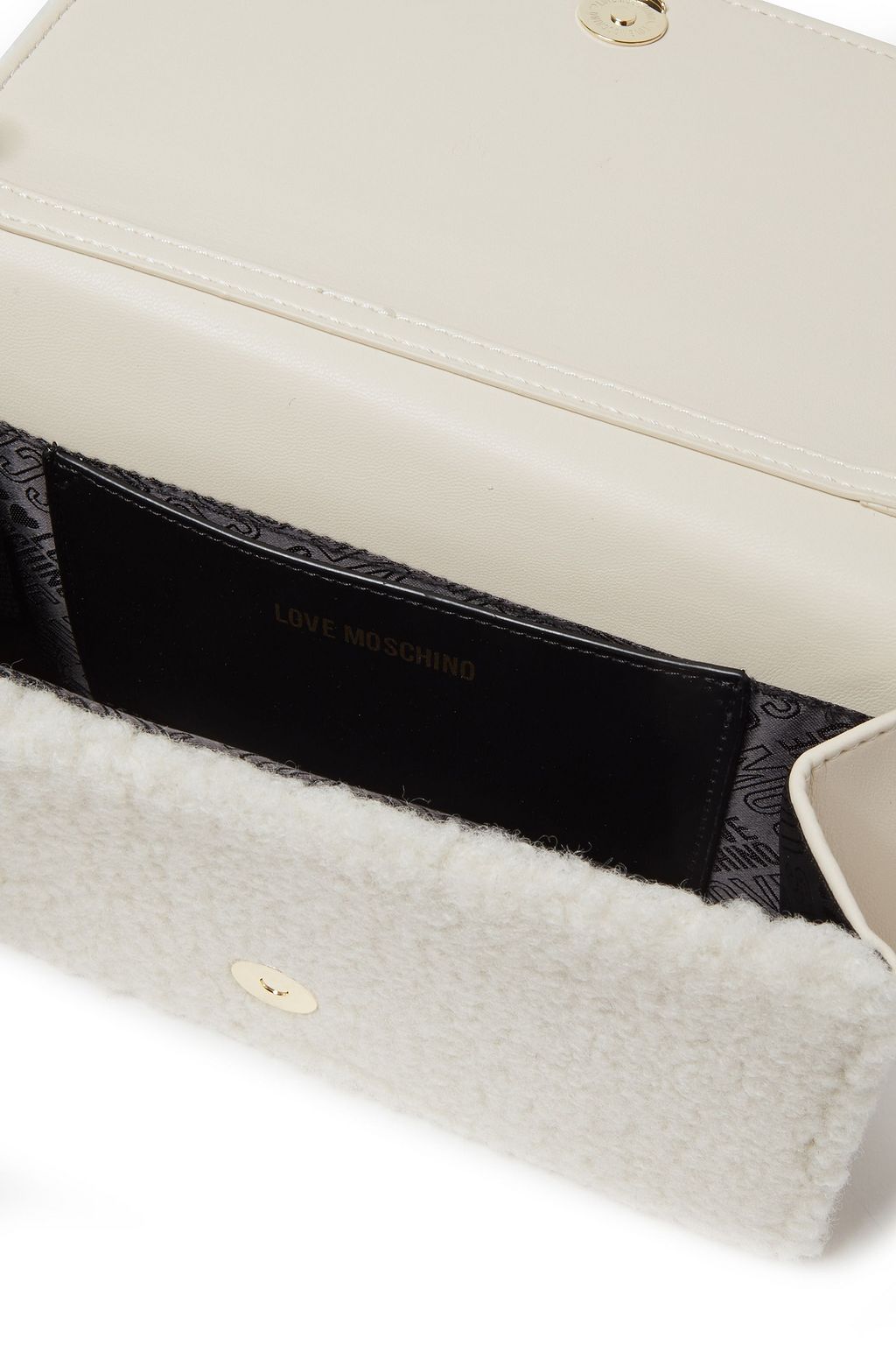 LOVE MOSCHINO Logo-embellished faux shearling shoulder bag