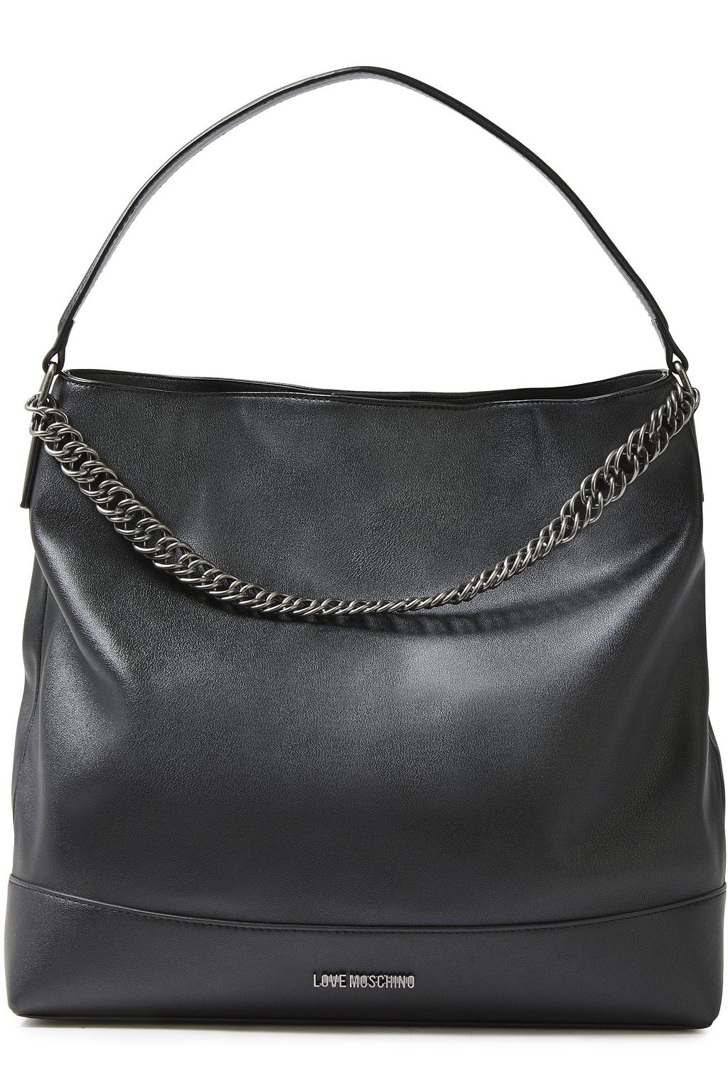 black faux leather shoulder bag
