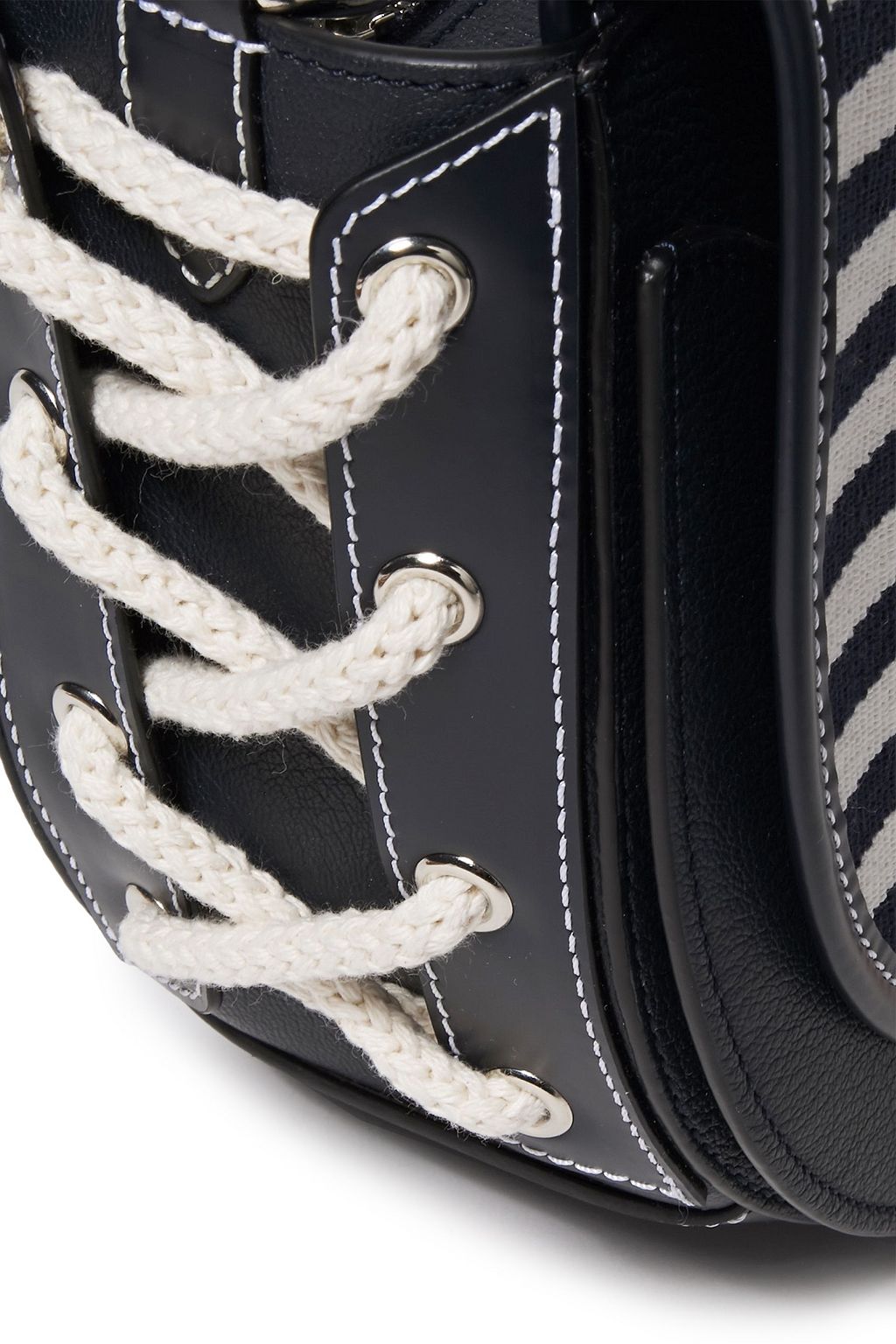 JW ANDERSON Bike small lace-up striped canvas-paneled textured-leather shoulder bag