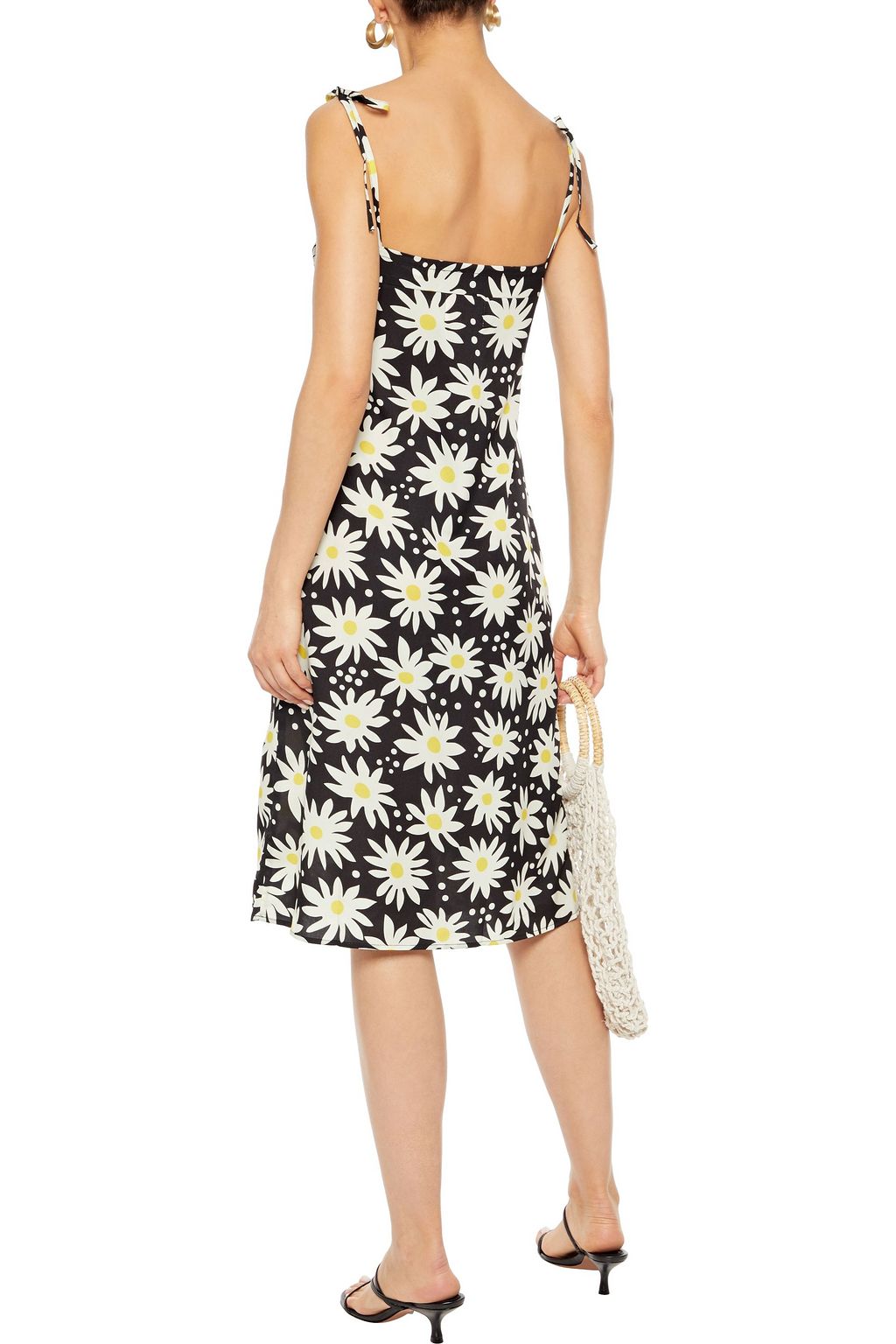SOLID & STRIPED Lolita bow-detailed floral-print crepe de chine dress