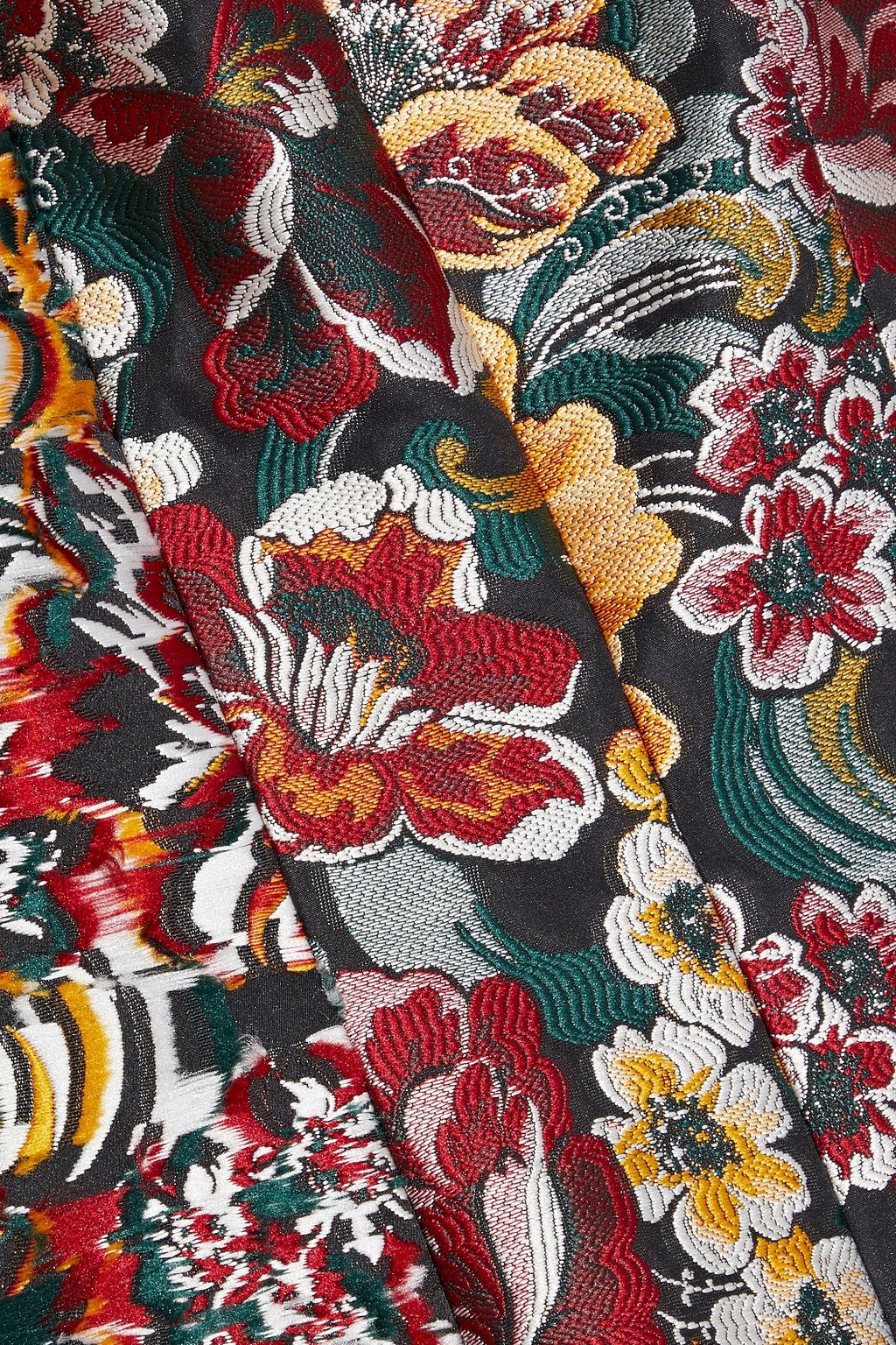 OSCAR DE LA RENTA Pleated fil coupé brocade dress