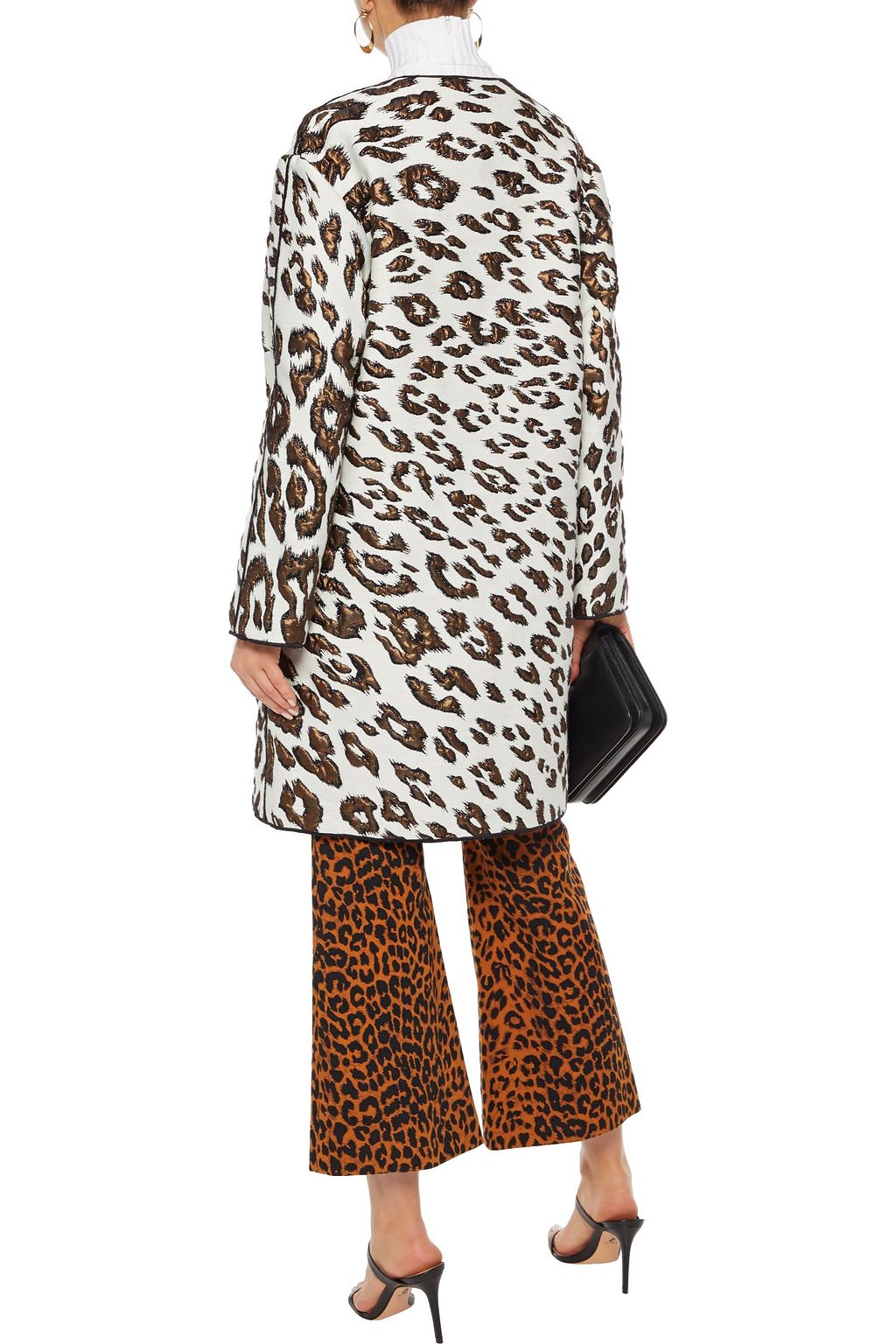 OSCAR DE LA RENTA Metallic leopard-jacquard coat