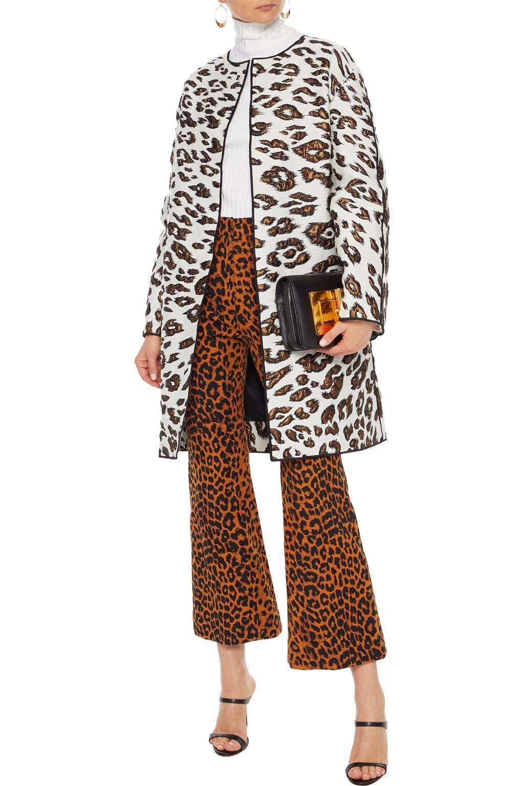 OSCAR DE LA RENTA Metallic leopard-jacquard coat