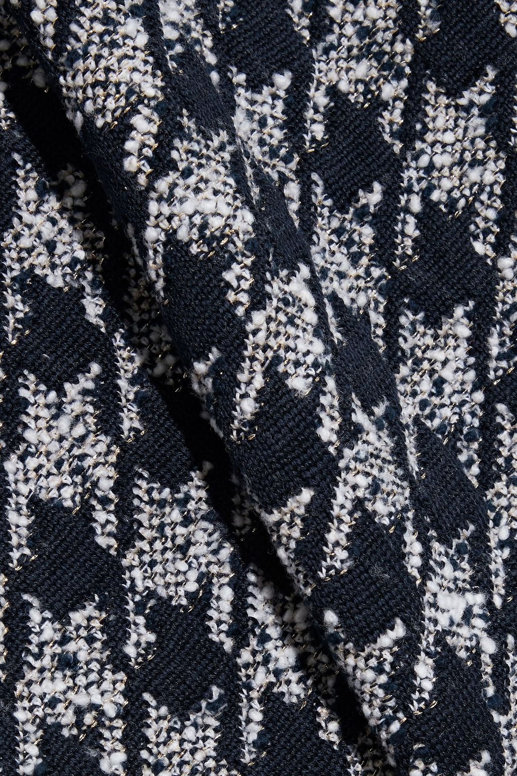 OSCAR DE LA RENTA Frayed metallic houndstooth wool-blend bouclé dress