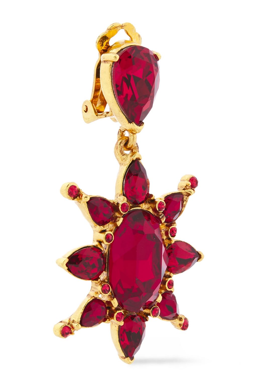 OSCAR DE LA RENTA Gold-tone crystal clip earrings