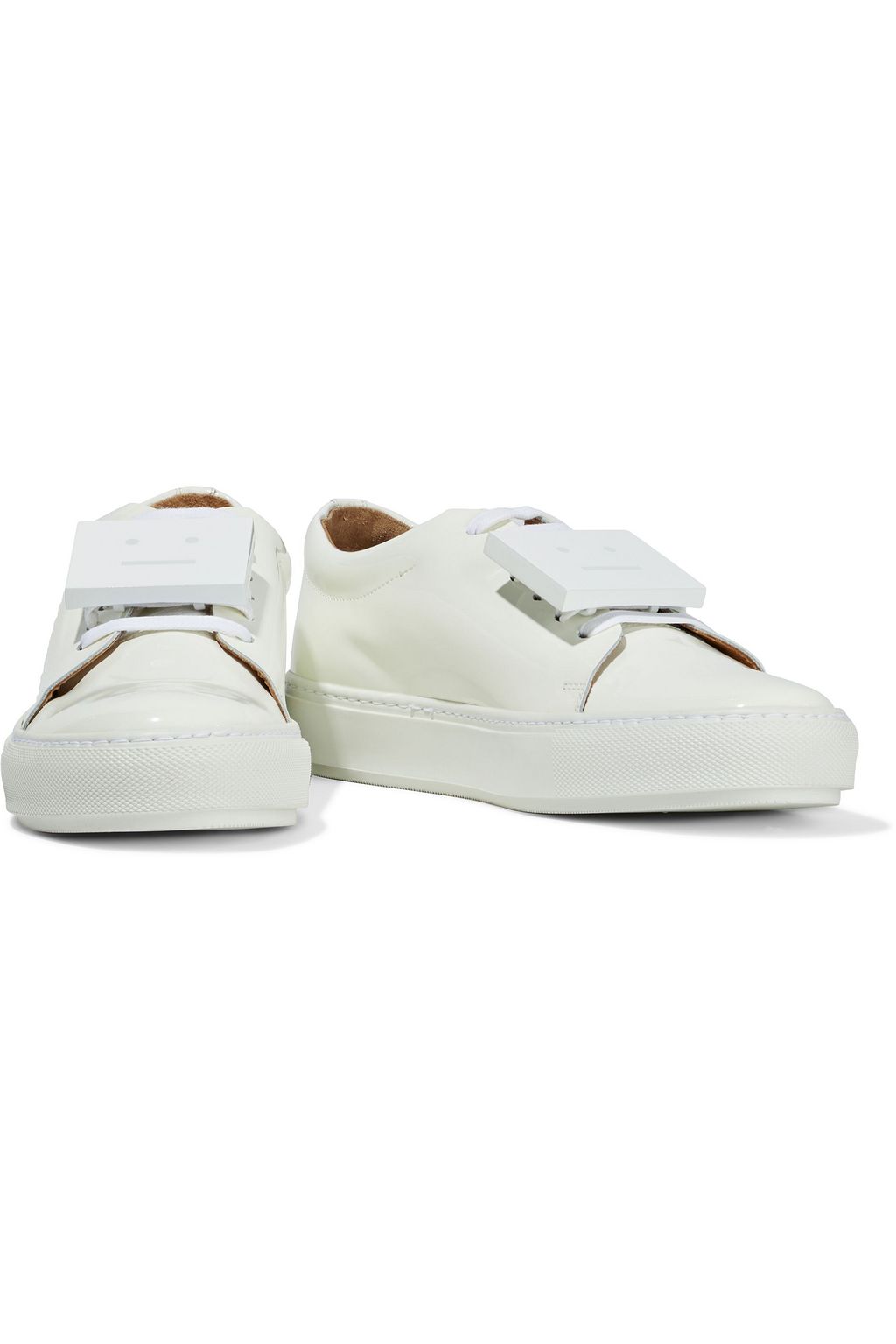 ACNE STUDIOS Adriana plaque-detailed patent-leather sneakers