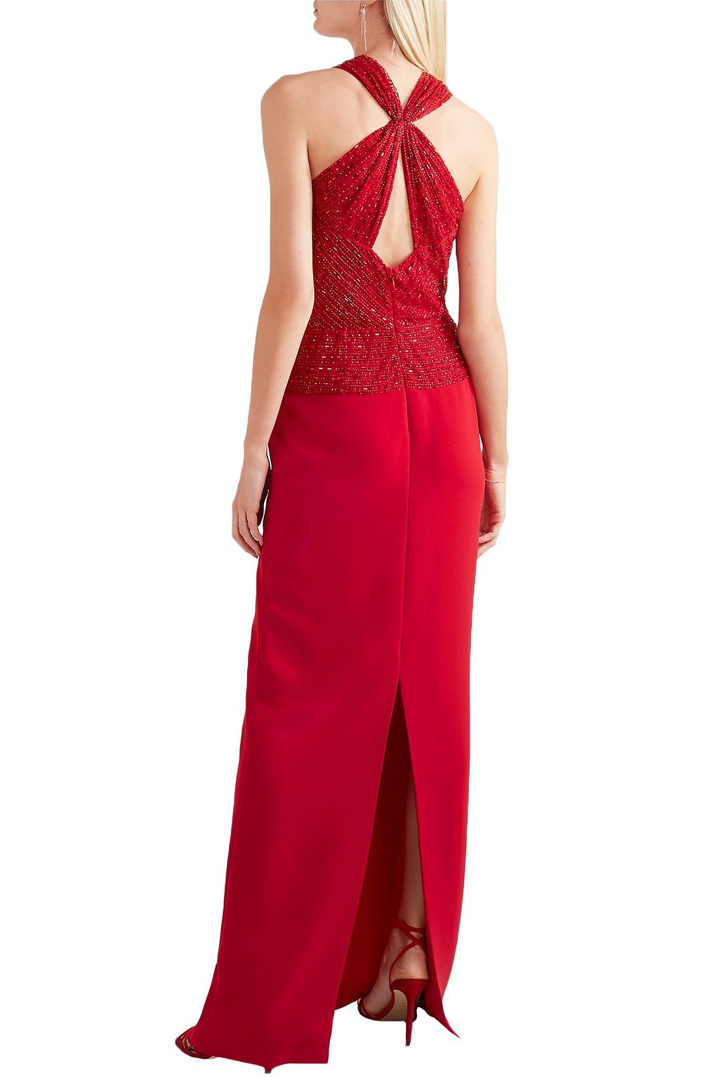 NAEEM KHAN Cutout embellished tulle and crepe gown