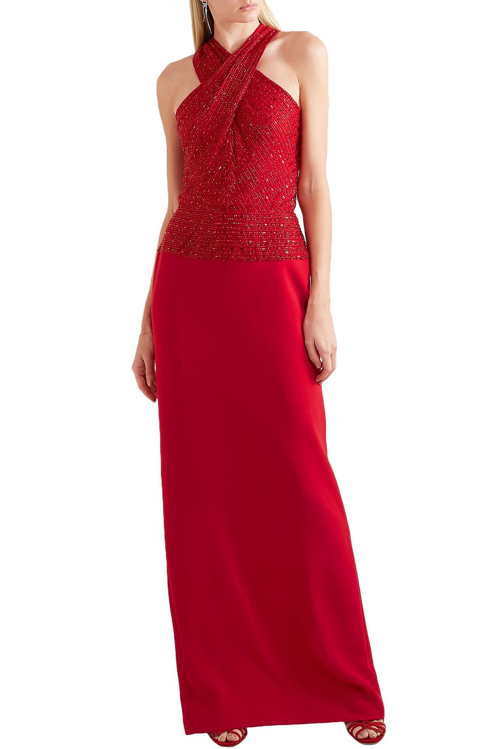 NAEEM KHAN Cutout embellished tulle and crepe gown
