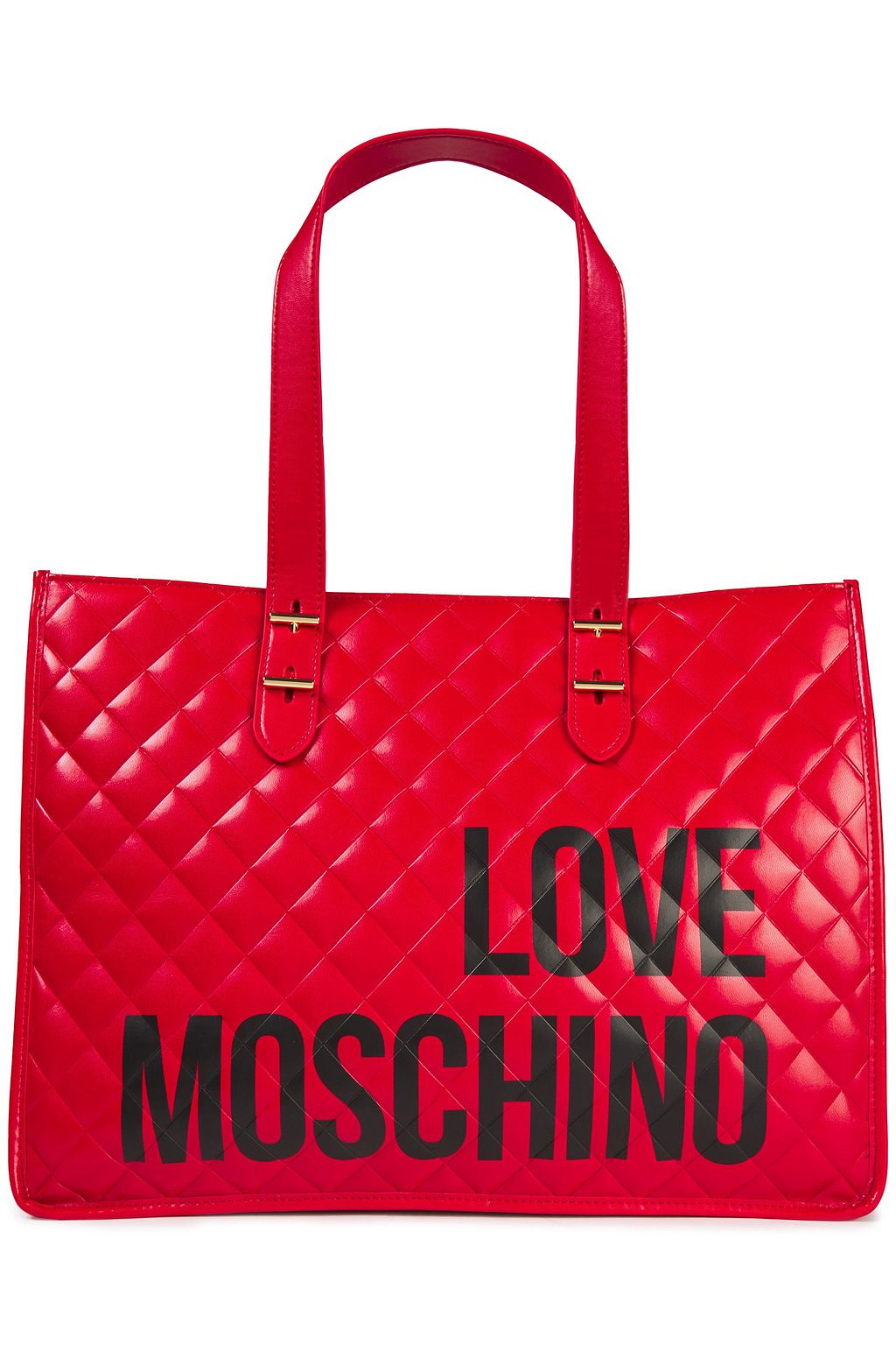 Quilted logo-print faux leather tote 