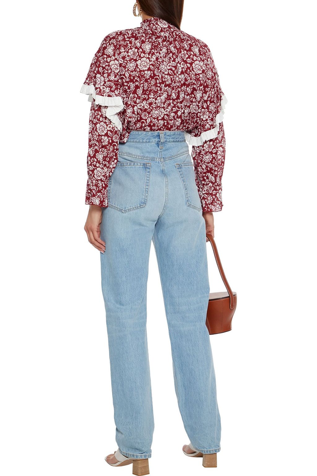 SEE BY CHLOÉ Ruffled floral-print cotton-jacquard blouse