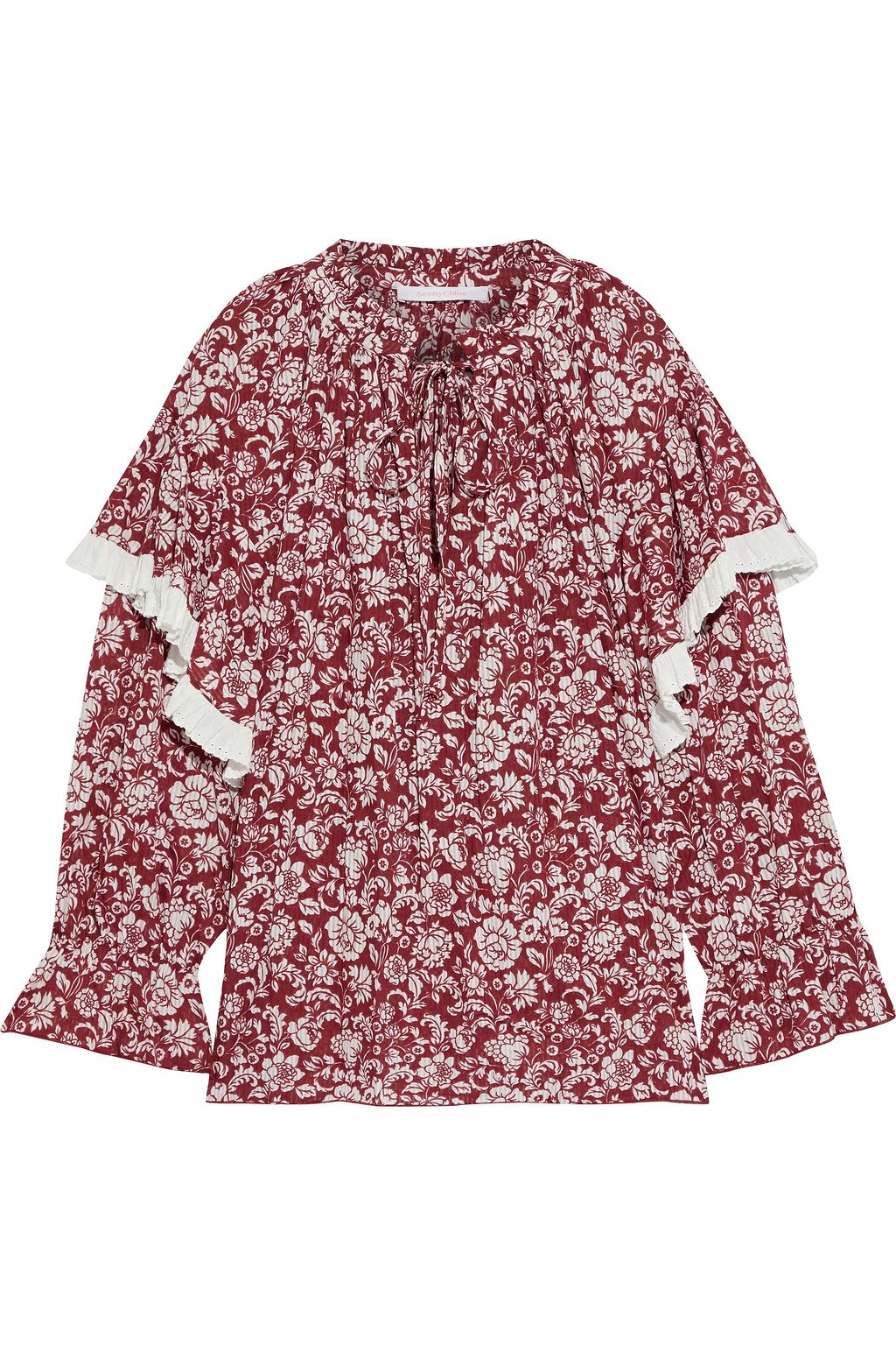 SEE BY CHLOÉ Ruffled floral-print cotton-jacquard blouse | THE OUTNET