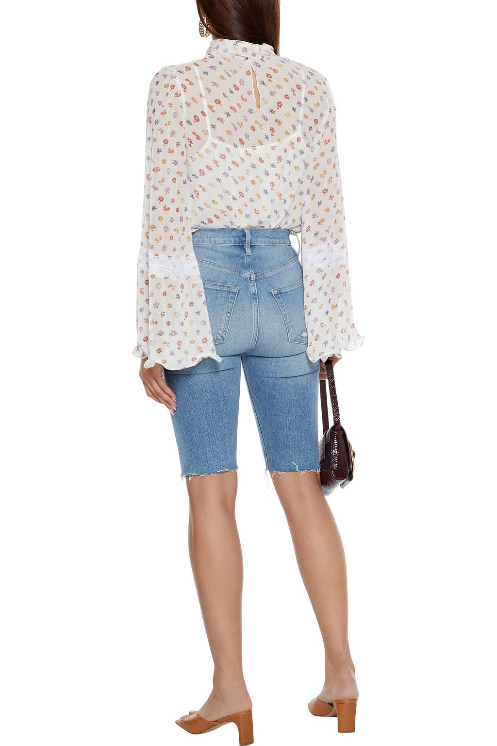SEE BY CHLOÉ Tie-neck lace-trimmed floral-print georgette blouse
