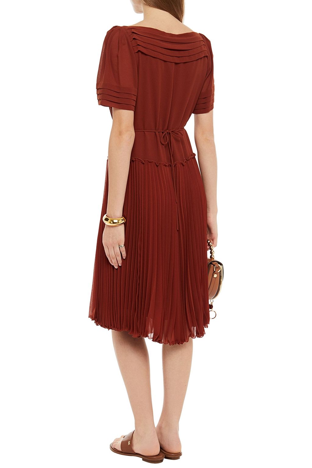 SEE BY CHLOÉ Asymmetric plissé-georgette midi dress