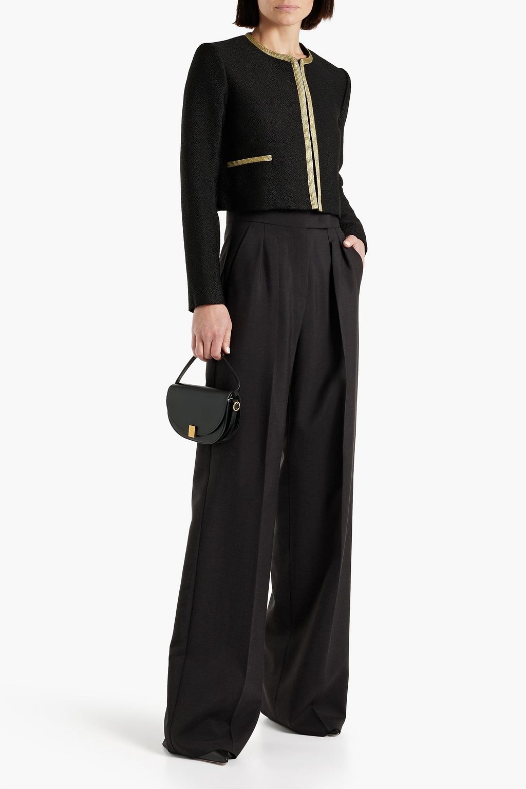 ADAM LIPPES Cropped metallic-trimmed bouclé jacket