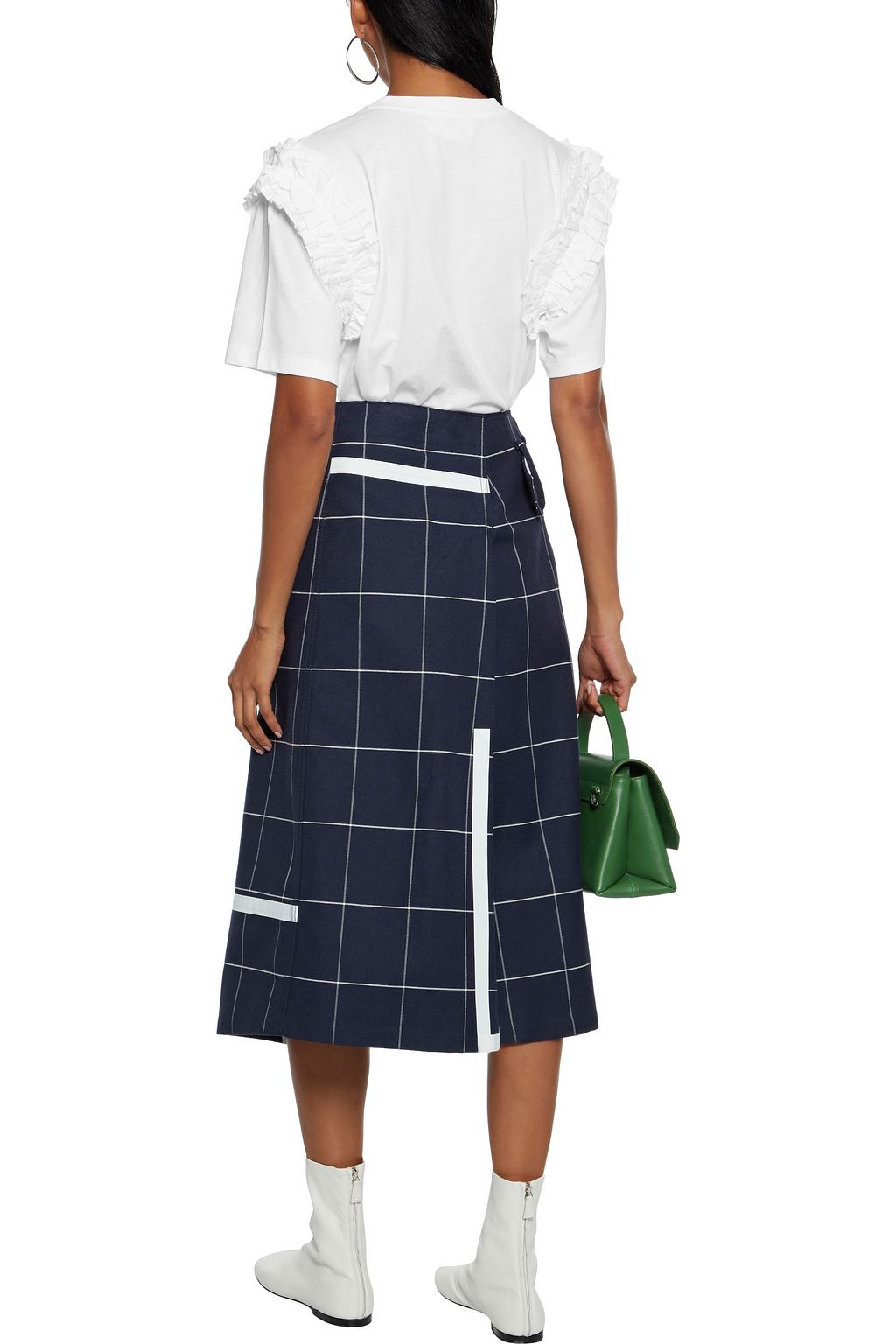 VICTORIA, VICTORIA BECKHAM Ruffled poplin-trimmed cotton-jersey top