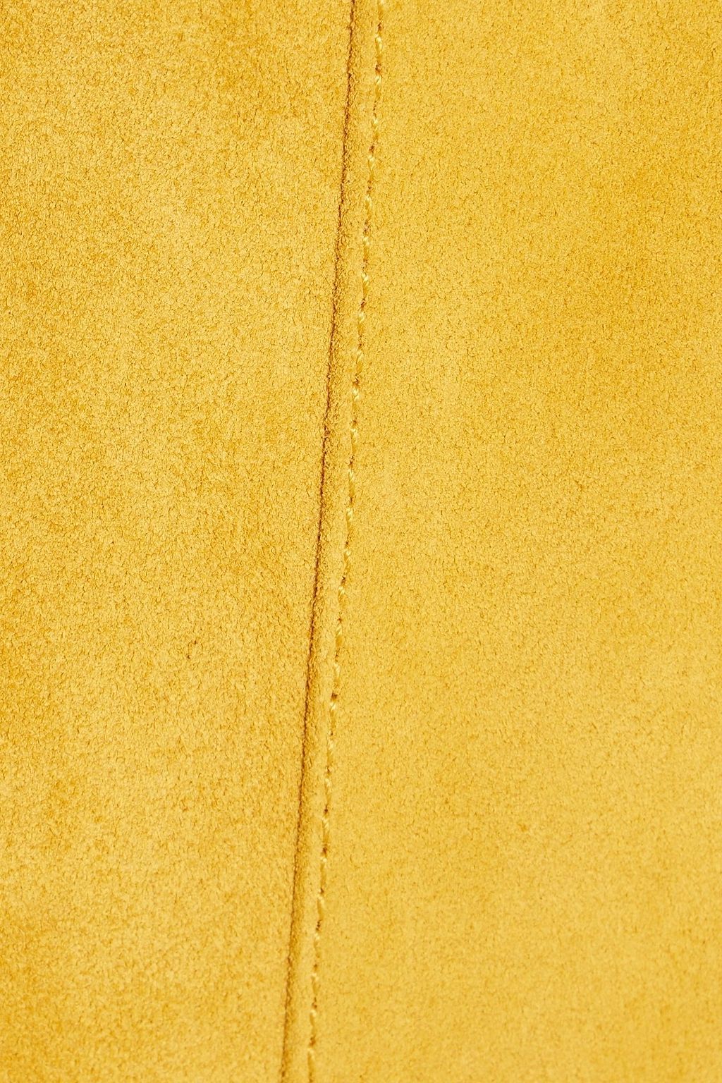 MCQUEEN Asymmetric gathered suede midi skirt