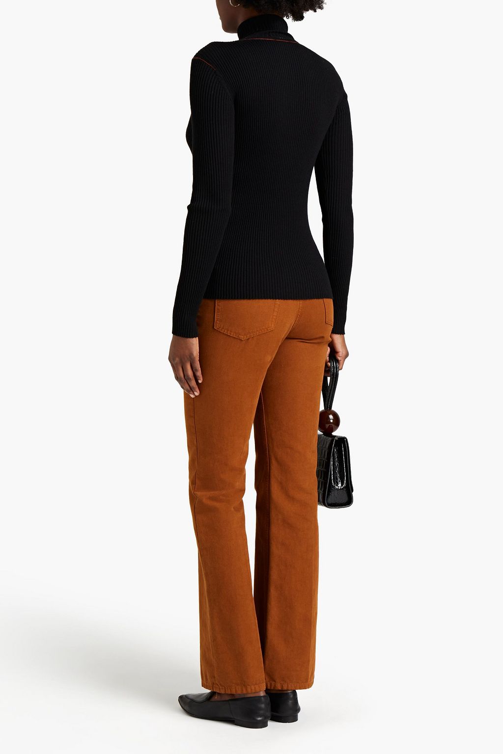 CHLOÉ Ribbed wool, silk and cashmere-blend turtleneck sweater