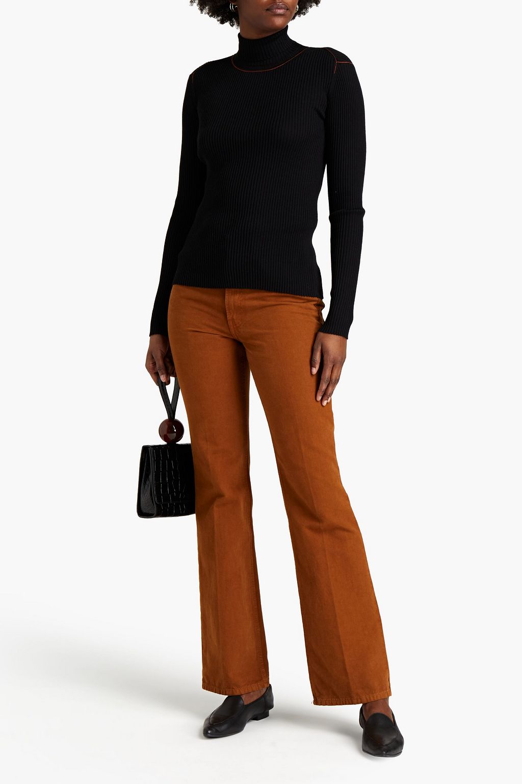 CHLOÉ Ribbed wool, silk and cashmere-blend turtleneck sweater