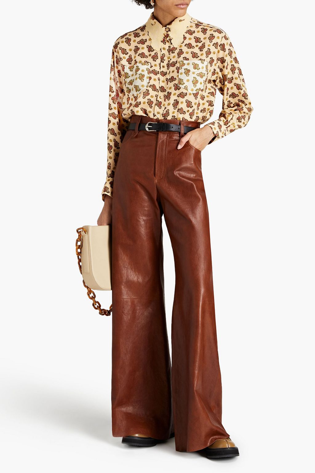 CHLOÉ Leather wide-leg pants