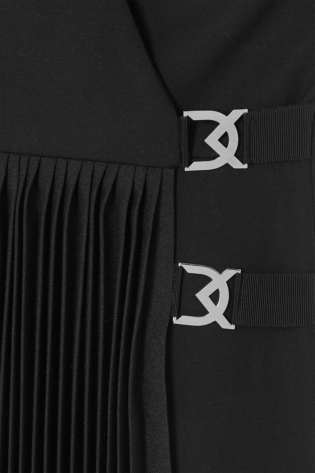 DAVID KOMA Logo-embellished pleated wool-crepe mini dress