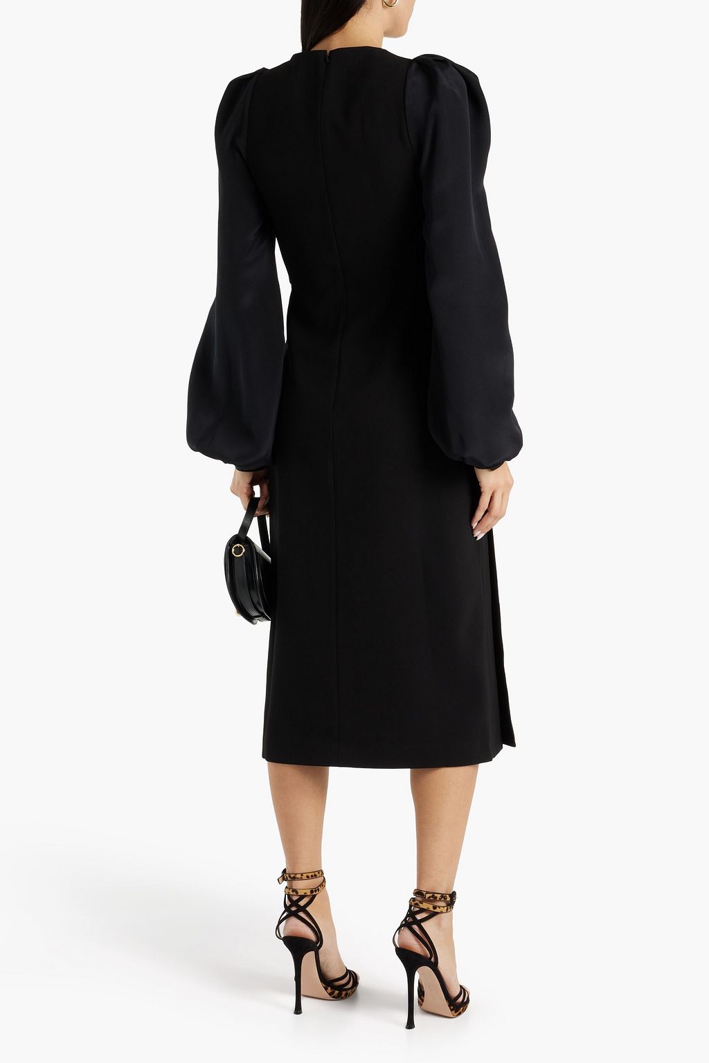 VICTORIA BECKHAM Cutout taffeta-paneled crepe midi dress