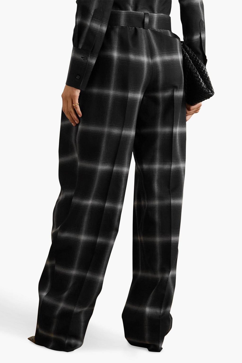 STELLA MCCARTNEY Belted checked wool wide-leg pants