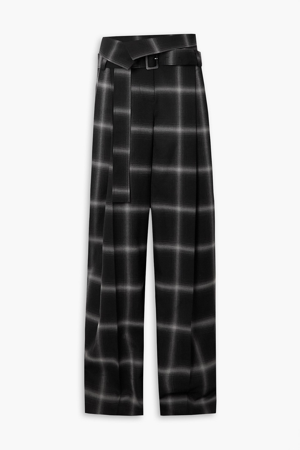 STELLA MCCARTNEY BELTED CHECKED WOOL WIDE-LEG PANTS