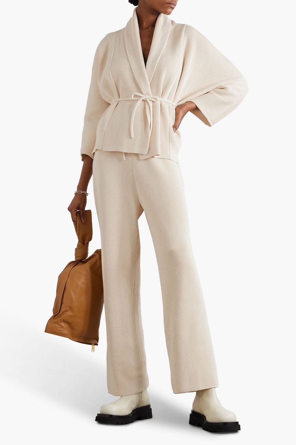 LE 17 SEPTEMBRE Ribbed cotton wide-leg pants