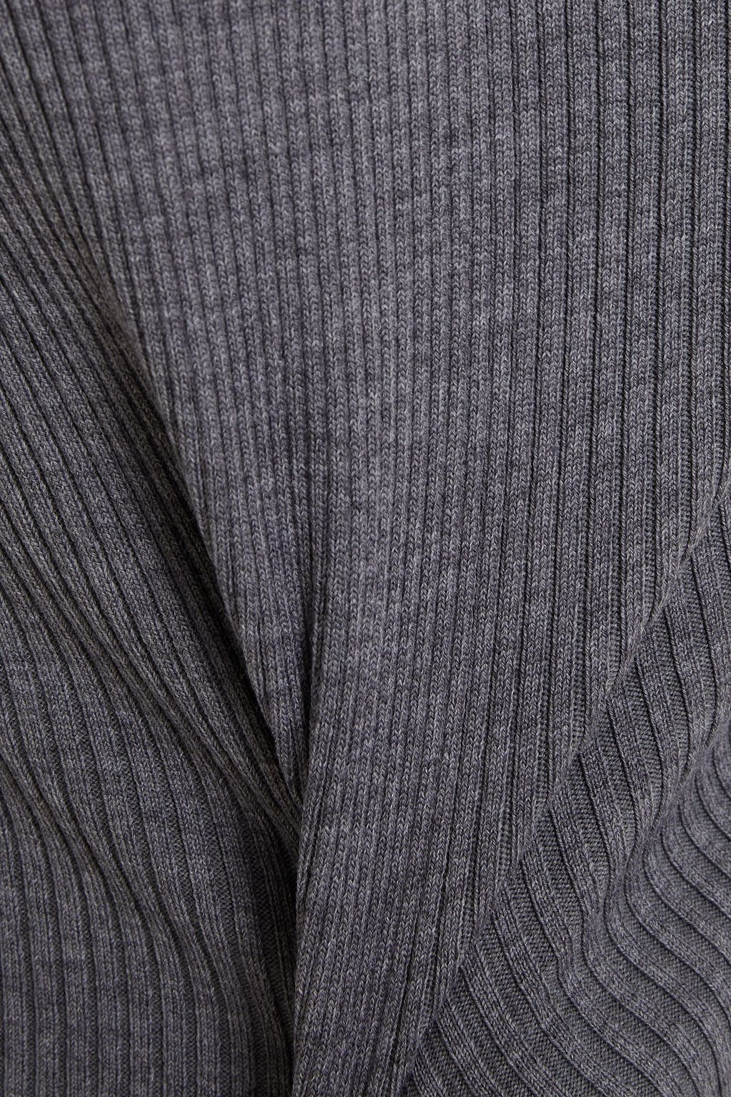 THEORY Asymmetric ribbed wool-blend turtleneck top
