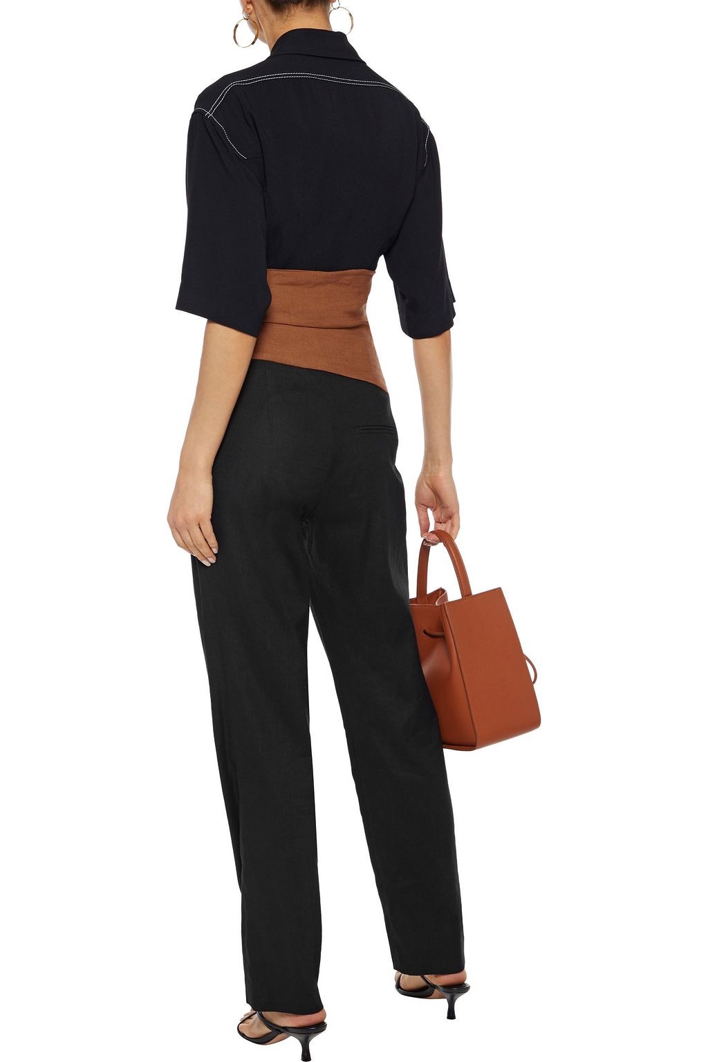 two tone black and white pants