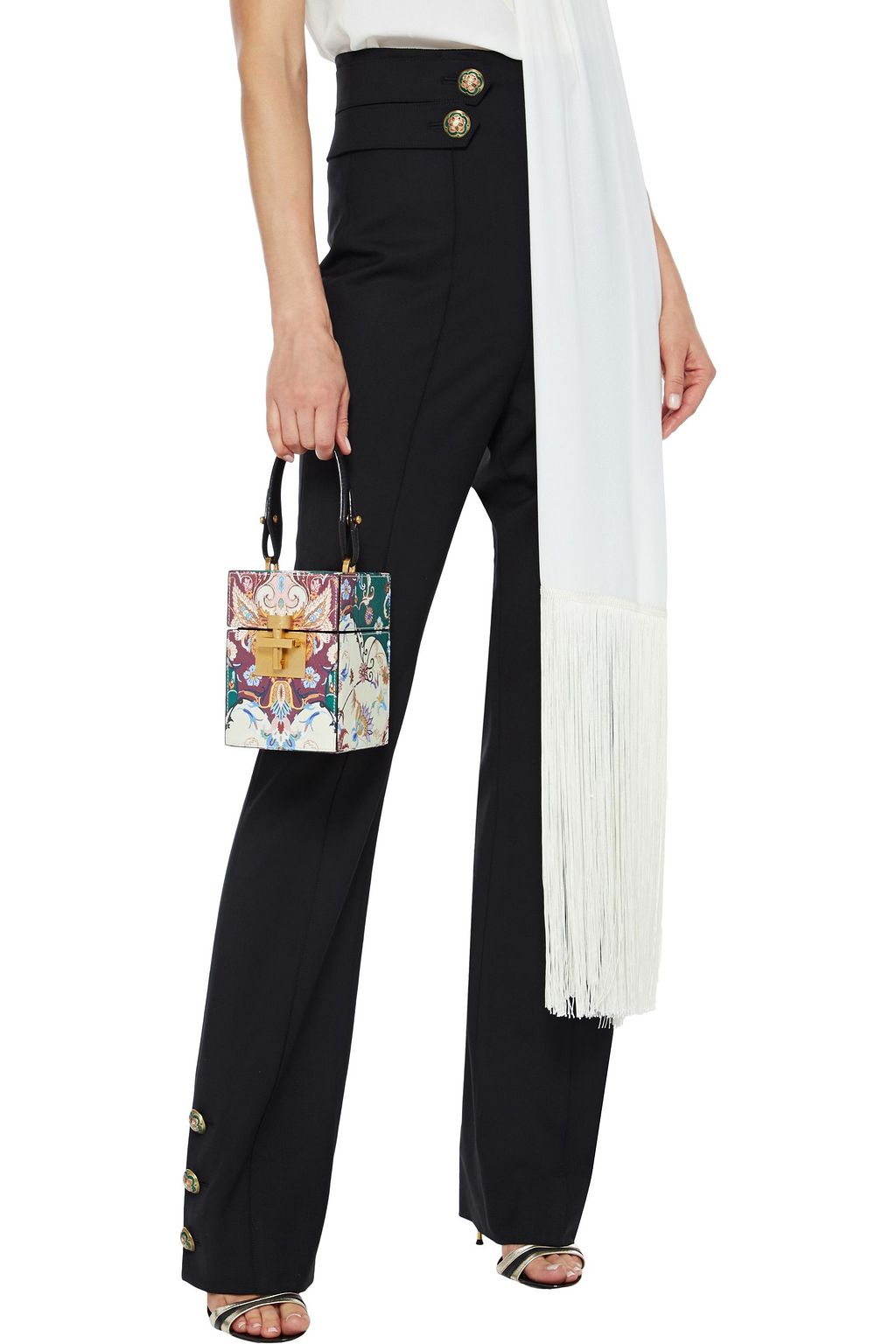 OSCAR DE LA RENTA Alibi printed textured-leather tote