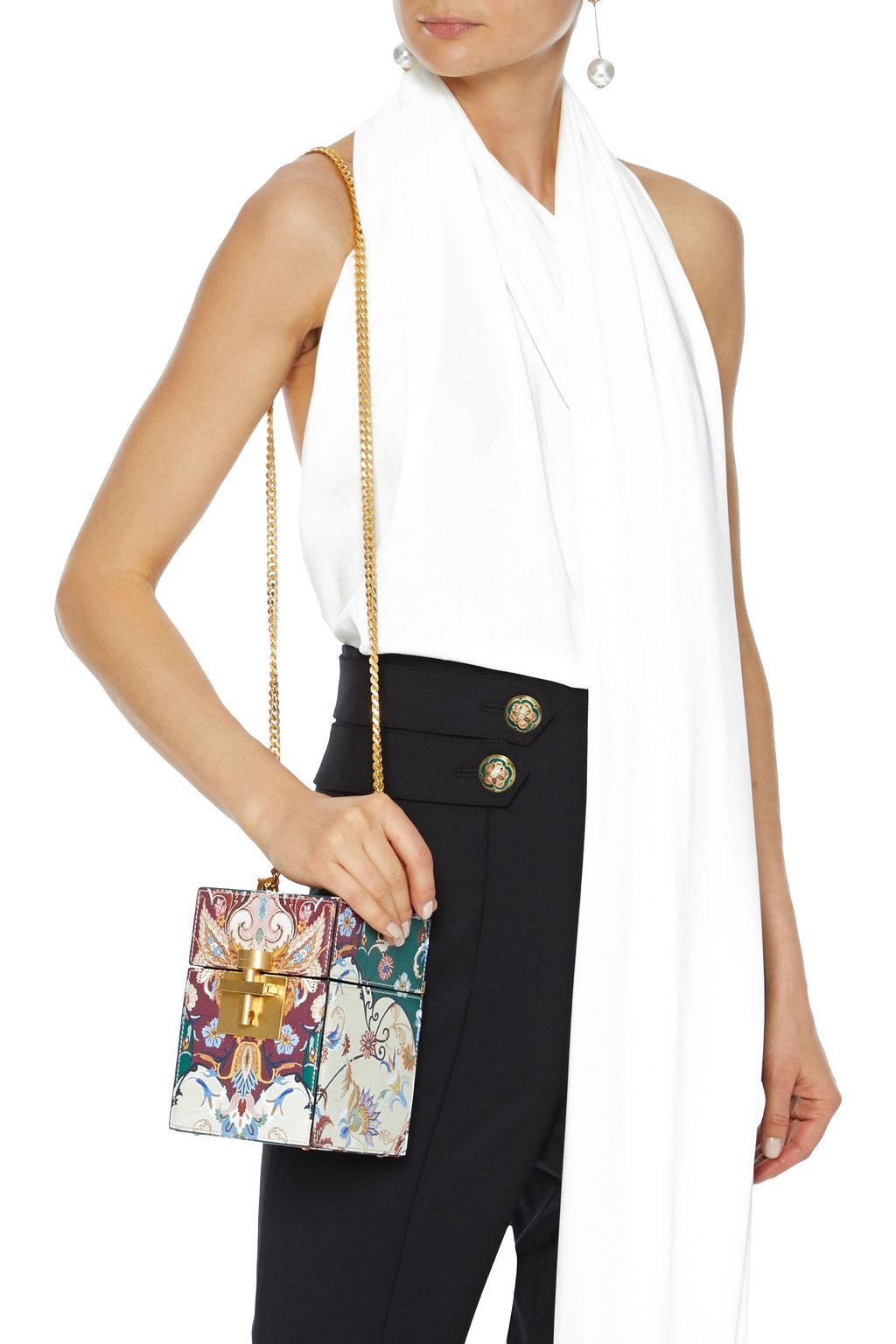 OSCAR DE LA RENTA Alibi printed textured-leather tote
