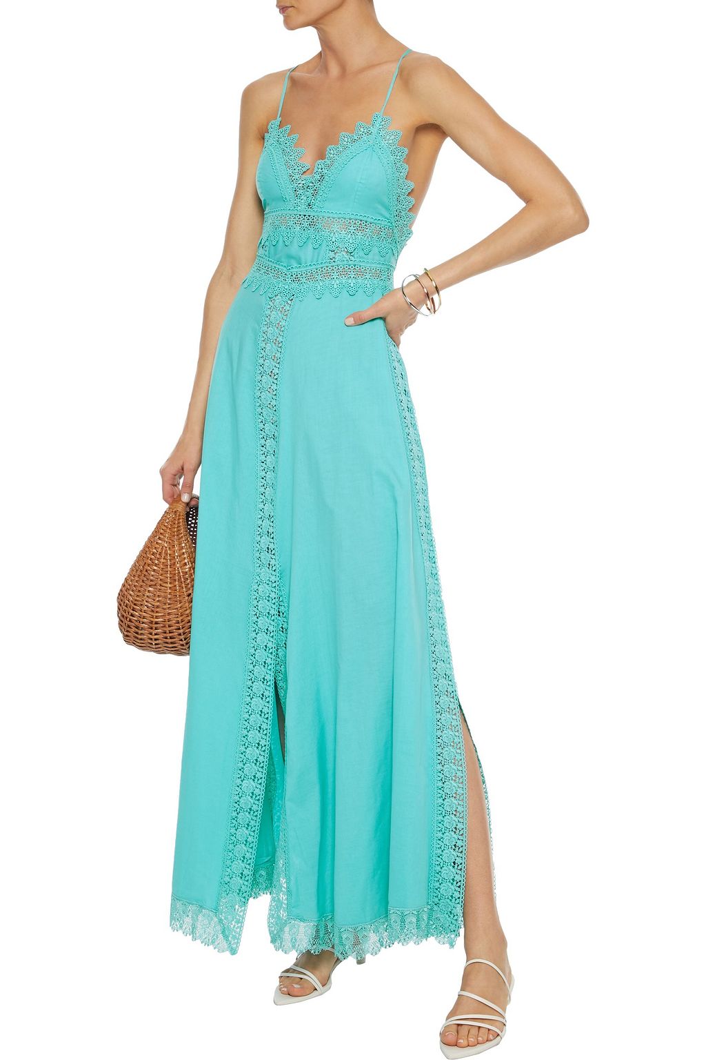 CHARO RUIZ IBIZA Imogen crocheted lace-trimmed cotton-voile maxi dress