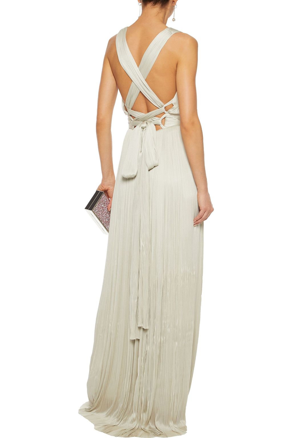 MARIA LUCIA HOHAN Rayana belted plissé-silk gown