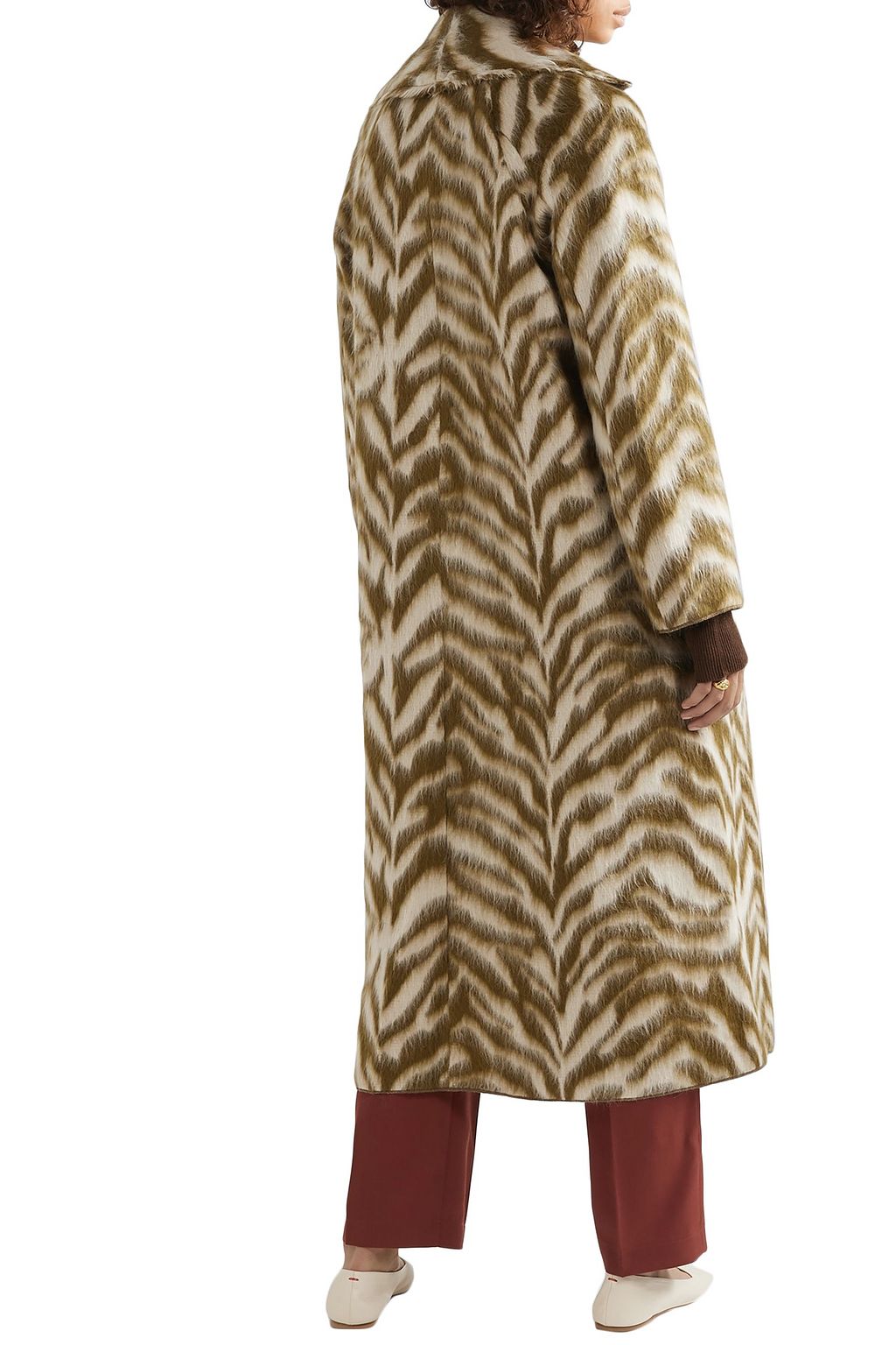 FORTE_FORTE Oversized zebra-print wool-blend faux fur coat