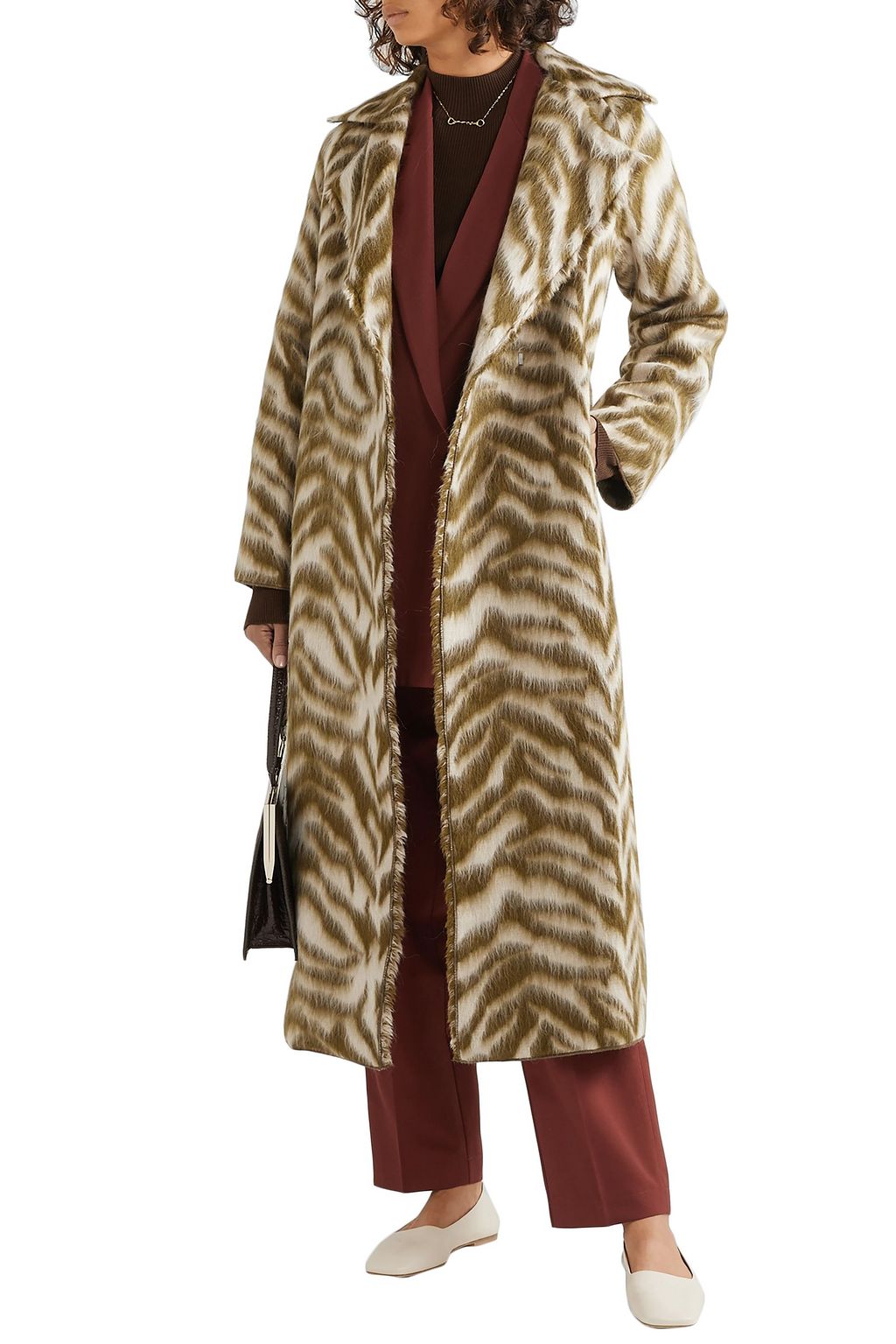 FORTE_FORTE Oversized zebra-print wool-blend faux fur coat