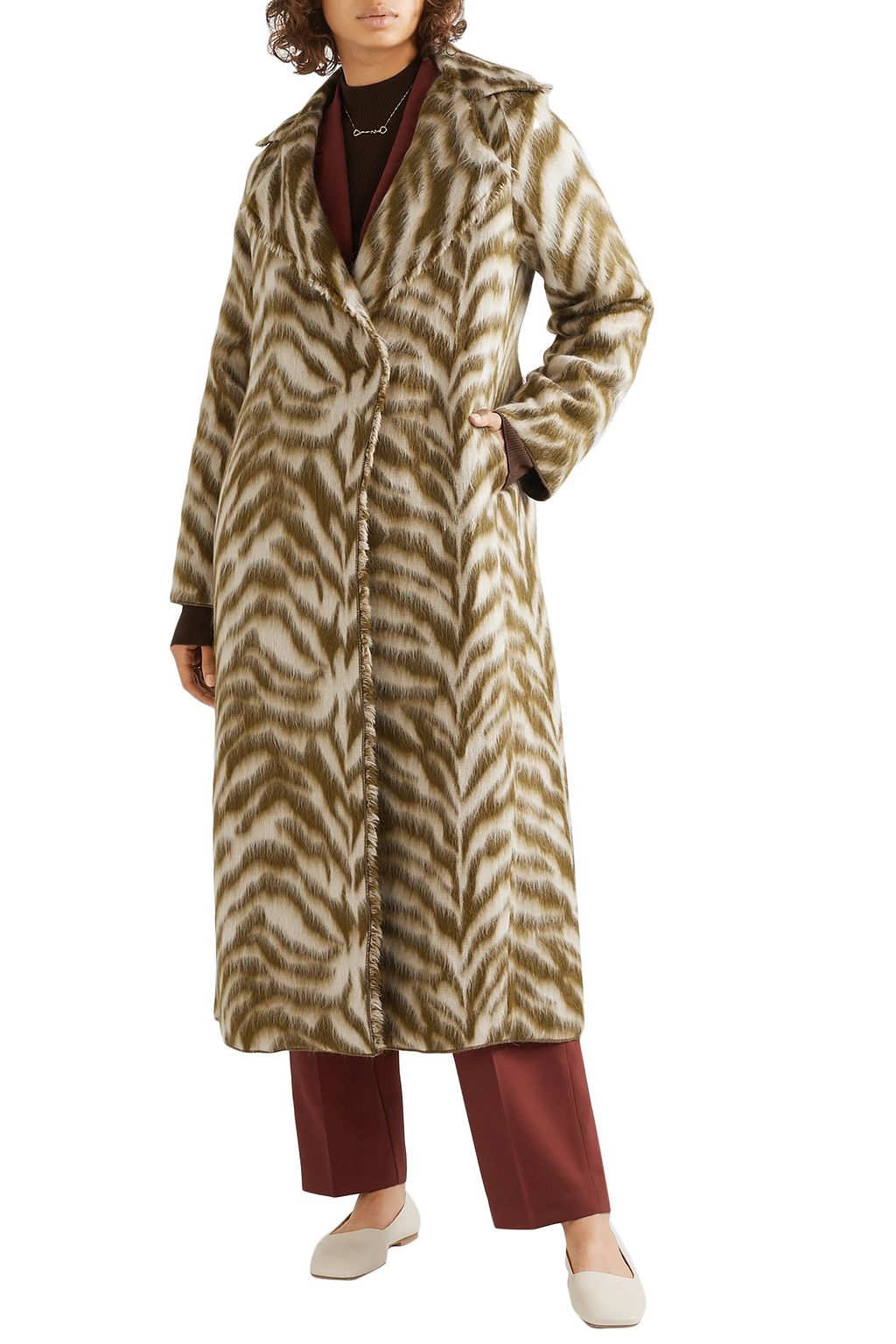 FORTE_FORTE Oversized zebra-print wool-blend faux fur coat