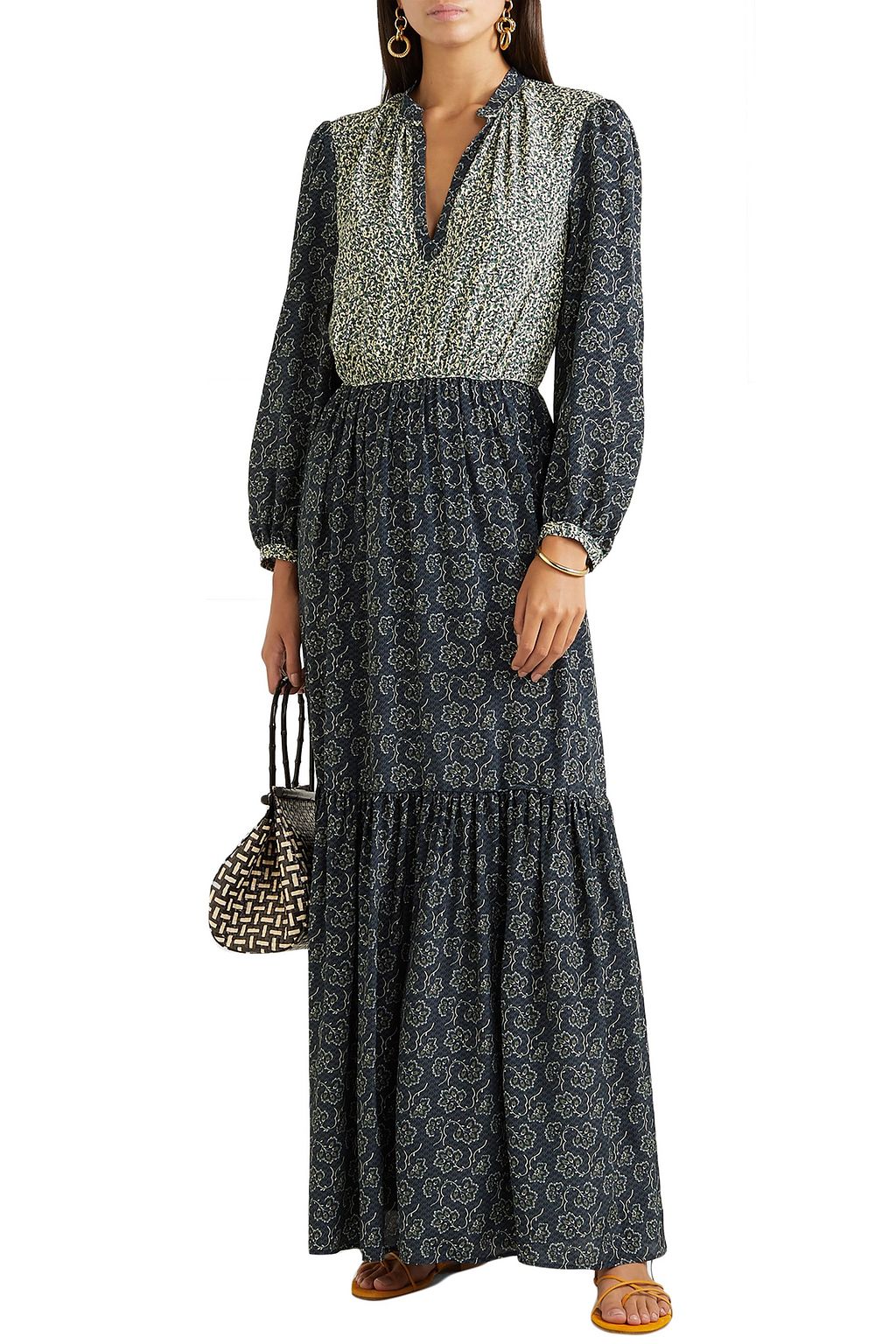 VANESSA BRUNO Mabel tiered floral-print crepe maxi dress