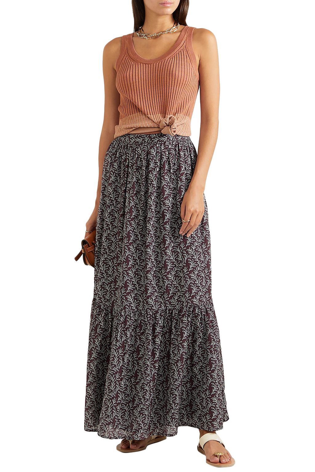 VANESSA BRUNO Gibson gathered printed jacquard maxi skirt